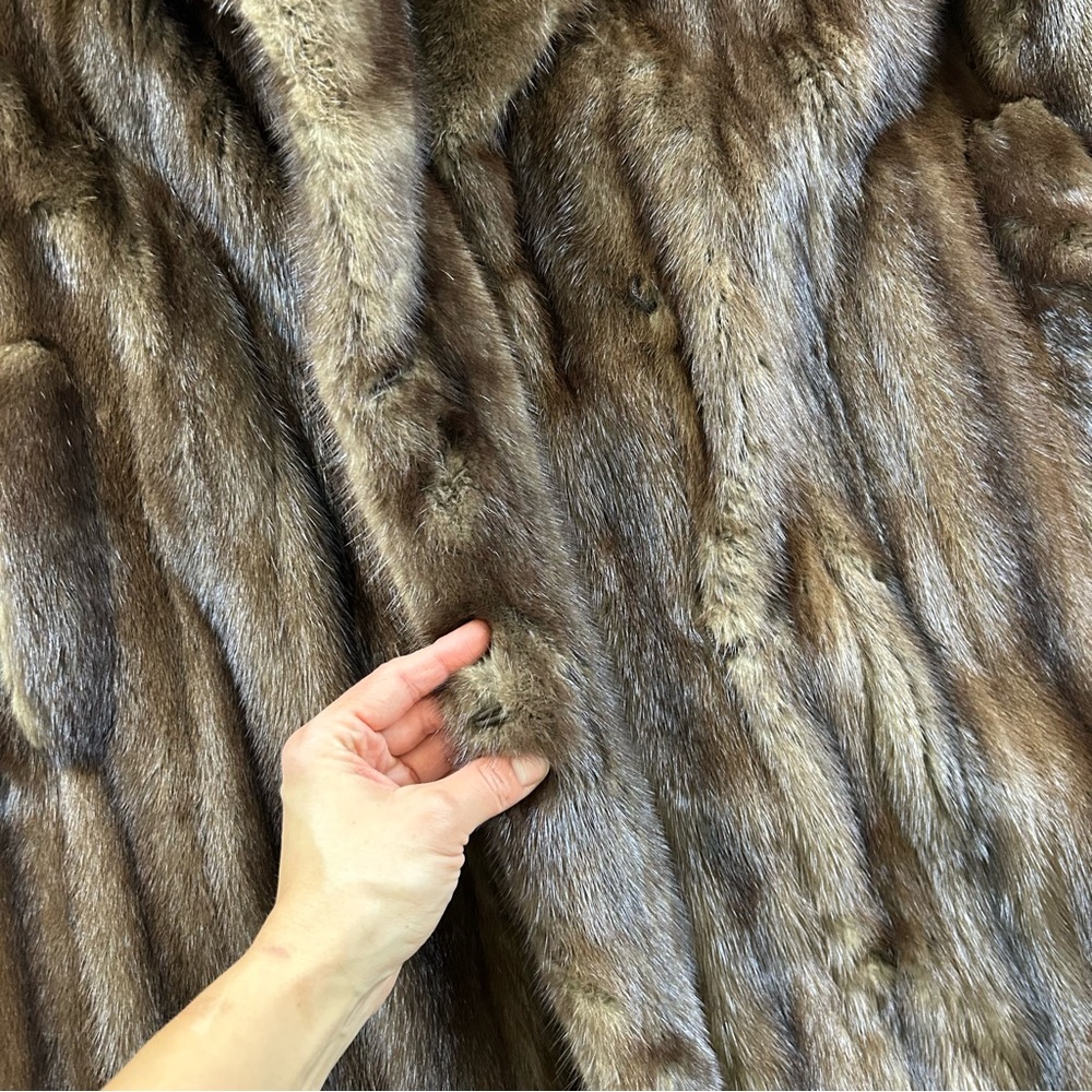 Vintage Genuine Brown Lunaraine Mink Fur Long Coat - Picture 6 of 11